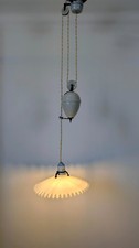 Vintage "Rise and Fall" Pendant with Opaline White Glass Shade