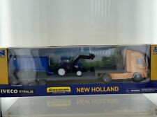 NEWRAY - Camion avec porte engins tracteur et remorque NEW HOLLAND – IVECO St...