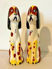 KITSCHY CUTE Vintage HOUND DOG BEAGLE Japan SALT PEPPERS Hand Painted TALL