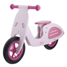 draisienne 12" vespa rose en bois selle ajustable pneu à chambre à air