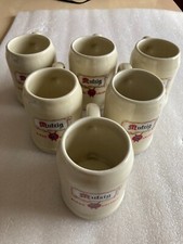 Lot 6 chopes à bière "MUTZIG" en grès lisse, parfait état !