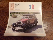 FICHE carte CARD voiture auto france ballot rh3 1927.1930