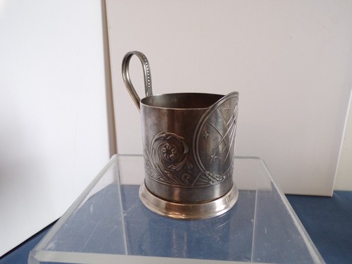 Porte verre metal argente - en,