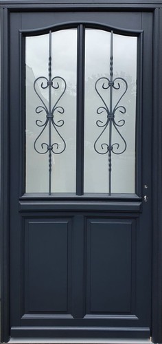 Porte entrée bois vitrée - porte,