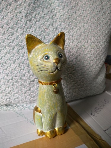 Statue bois chat - en,