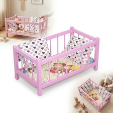 Lit poupée bois rose +