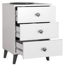 Table de chevet blanche BDW, armoire de chevet avec 3 tiroirs, design...