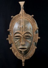 African Tribal Art - Baoulé Bronze Mask Baule Akan - 27 Cms ++++++