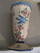 Vase cornet à 8 pans - émaux de Longwy -
