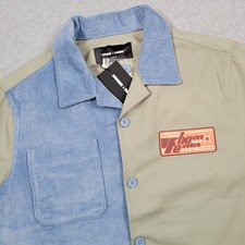 Homme Femme Shirt Men Medium Green Blue Corduroy Mechanic Work Luxury Streetwear