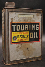Ancien Tres Rare Bidon Italien Boite Huile Touring Oil - Olio Auto Moto No Shell