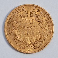 20 francs napoléon III or de 1852A