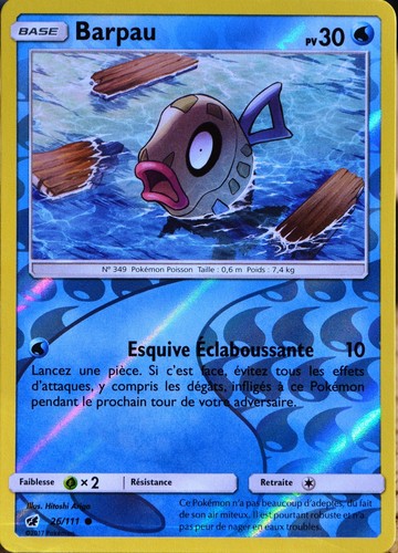 Carte pokémon 111 barpau - 26/111, barpau 