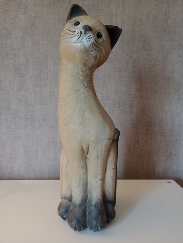 Grande statue chat bois - statue,