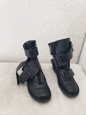 Trippen Secure Boots Women 38 Black Leather Strap Round Toe Chunky Sole Japan 7