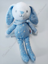 Peluche/Doudou Lapin Bleu Blanc Étoiles Luminescentes Bandana 25cm Nicotoy Kiabi