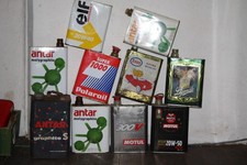 Lot de 10 bidons d’huile ancien DECO GARAGE antar elf moyul esso