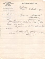 INVOICE 1919 SEWING THREAD HOUSE E TOUBOUL IN NARBONNE - M. MAYOL IN ROANNE