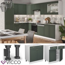 Meuble sous-plan Meuble de cuisine Fame-Line 80 cm blanc vert or Vicco