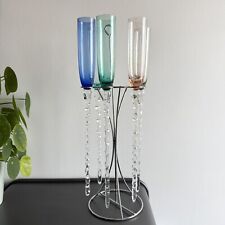 Champagne Flutes | Modern and Colorful Flute Stand | Set of 5 Glasses