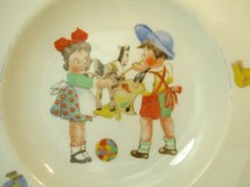 Puppendecoration children porcelain plate from Schirnding Bavaria in the 20 ́s