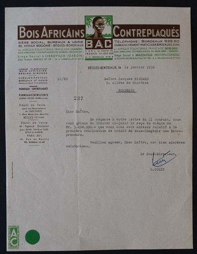 Invoice begles bordeaux 1956 - invoice,