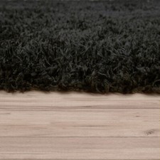 Tapis Lavable À Poils Longs Shaggy Style Flokati En Noir Uni