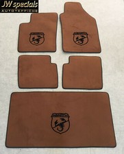 Tapis De Coffre Set Pour Fiat 500 ABARTH Cognac Nubuck Velours 5 Pièces