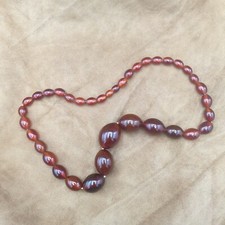 Antique Bakelite Drop Beads Necklace Amber Red Orange Art Deco