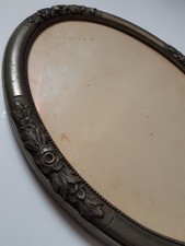 Anciens cadre photos ovale  'Art Déco' bois patine 45 cm