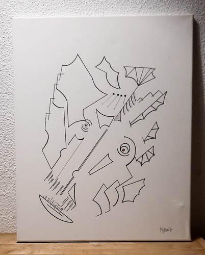 Tableau encre sur - , toîle