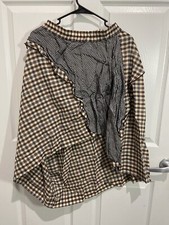 Hache Cotton Blend Plaid Printed Skirt Sz 38 (item 7.4)