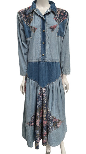 Robe midi vintage jean bleu - midi,