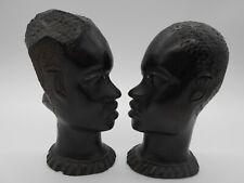 AFRICAN ART SCULPTURE PAIR OF BUST MAN & WOMAN WOODEN EBENE MALI SENEGAL?