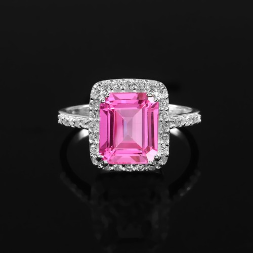 Bague rubis rose argent - en,