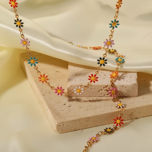Collier bracelet fleur - bracelet, en
