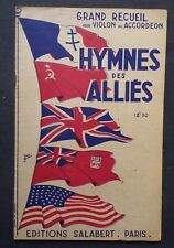 partition Hymnes des Alliés recueil pour violon ou accordéon - 1944
