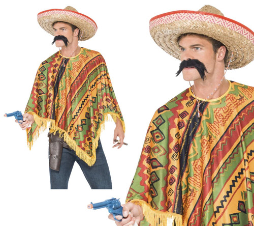 Poncho noir moustache - poncho,