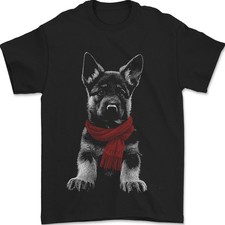 T-Shirt Pour Homme En Coton 100% Avec Un Chiot Berger Allemand En Écharpe
