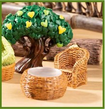 Miniature terrarium display table chairs rattan style
