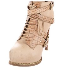 AUTHENTIC DIOR $1400 GUETRE STILETTO PLATFORM ANKLE BOOT NUDE US SZ  6 EU 36