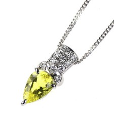 Pt Canary Yellow Tourmaline Diamond Pendant Necklace 1.19ct D0.14ct - Auth free
