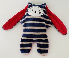6291🌟Doudou Semi Plat lapin Bleu Marine Rouge Rayé Rayures Catimini