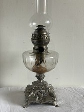 MATADOR 20" Oil Lamp and Its Finely Decorated Pewter Base - Original Glass