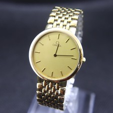 Omega Deville Watch Men's Quartz Round Gold 32mm Vintage Swiss Made