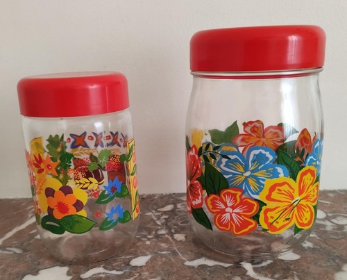 Bocaux verre vintage - verre, motifs