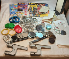 Vintage Badge-A-Minit Hand Operated Button Machine Double Lot, magazines