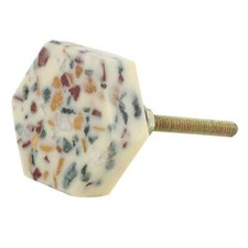 Fait à la Main Crème Terrazzo Marbre Hexagonale Armoire Boutons Tire- 2 Pièces