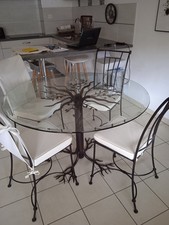 Table ronde à manger en verre