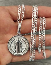cadena y medalla san benito plata 925 plata real autentica y marcada